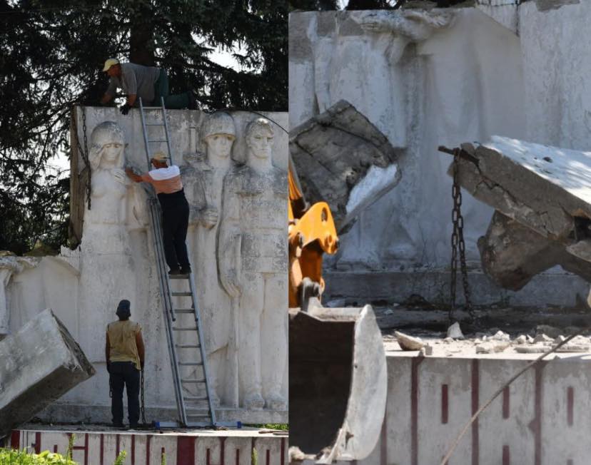 На Львівщині демонтували радянський меморіальний комплекс «вічний вогонь»